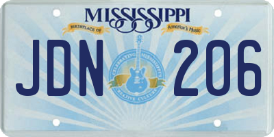 MS license plate JDN206