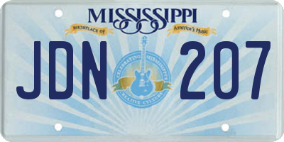 MS license plate JDN207