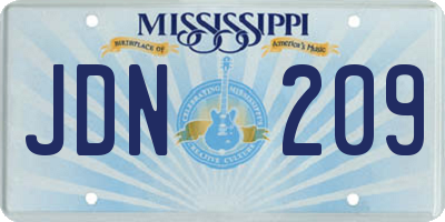 MS license plate JDN209