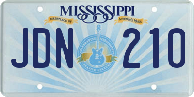 MS license plate JDN210