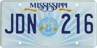 MS license plate JDN216