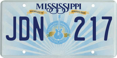 MS license plate JDN217