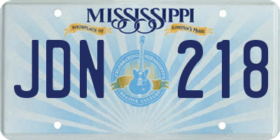 MS license plate JDN218
