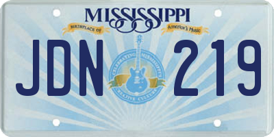 MS license plate JDN219