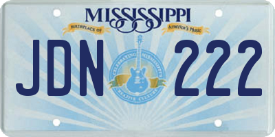 MS license plate JDN222