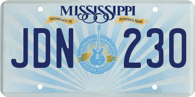 MS license plate JDN230