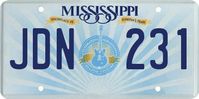 MS license plate JDN231