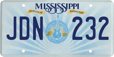 MS license plate JDN232