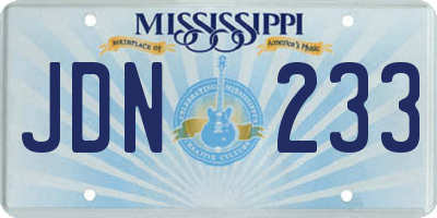 MS license plate JDN233