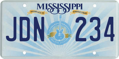 MS license plate JDN234