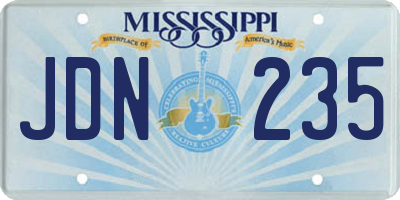 MS license plate JDN235