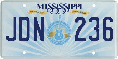 MS license plate JDN236