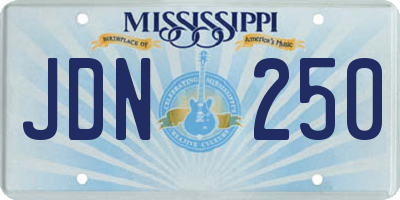 MS license plate JDN250