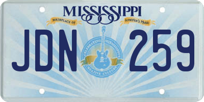 MS license plate JDN259