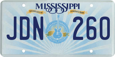 MS license plate JDN260