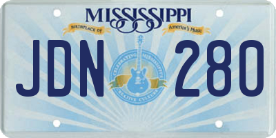 MS license plate JDN280
