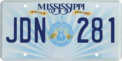 MS license plate JDN281