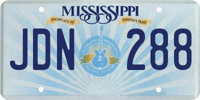 MS license plate JDN288