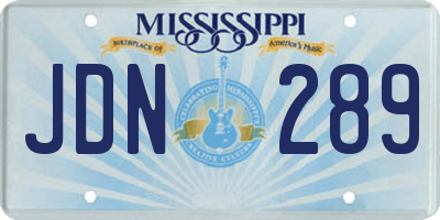 MS license plate JDN289