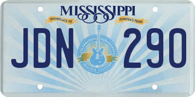 MS license plate JDN290