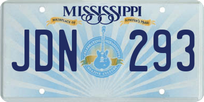 MS license plate JDN293