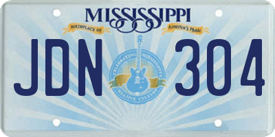 MS license plate JDN304