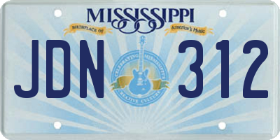 MS license plate JDN312