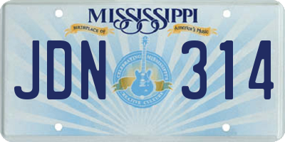 MS license plate JDN314
