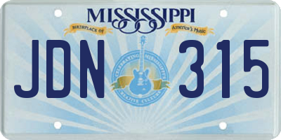 MS license plate JDN315