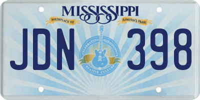 MS license plate JDN398
