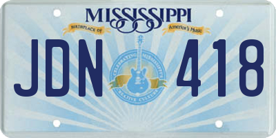MS license plate JDN418