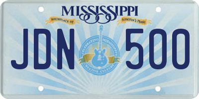 MS license plate JDN500