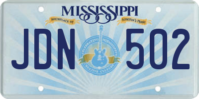 MS license plate JDN502