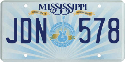 MS license plate JDN578