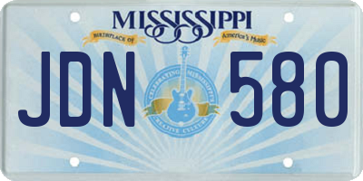 MS license plate JDN580