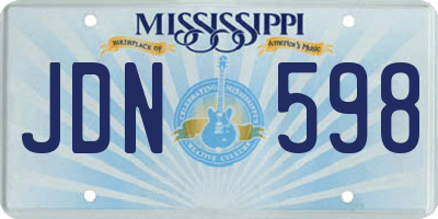 MS license plate JDN598