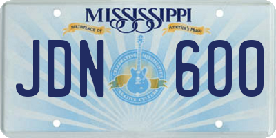 MS license plate JDN600