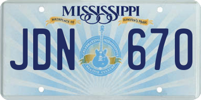 MS license plate JDN670