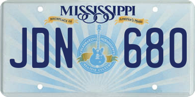 MS license plate JDN680