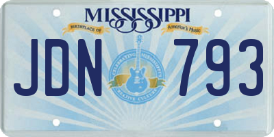 MS license plate JDN793