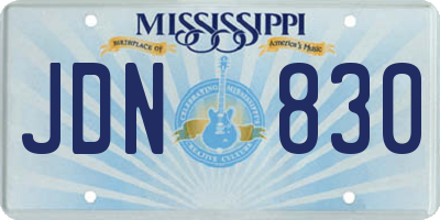 MS license plate JDN830