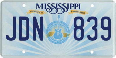 MS license plate JDN839