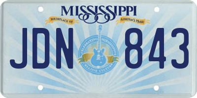 MS license plate JDN843