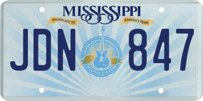 MS license plate JDN847