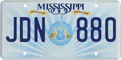 MS license plate JDN880
