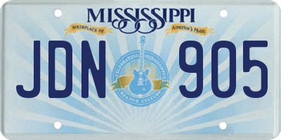 MS license plate JDN905
