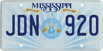 MS license plate JDN920