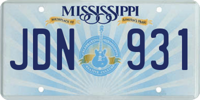 MS license plate JDN931