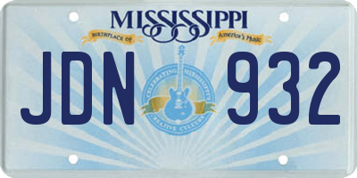 MS license plate JDN932