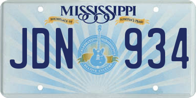 MS license plate JDN934